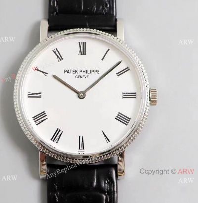 Super Clone Patek Philippe Calatrava Cal.240 Movement Watch Black Leather Strap